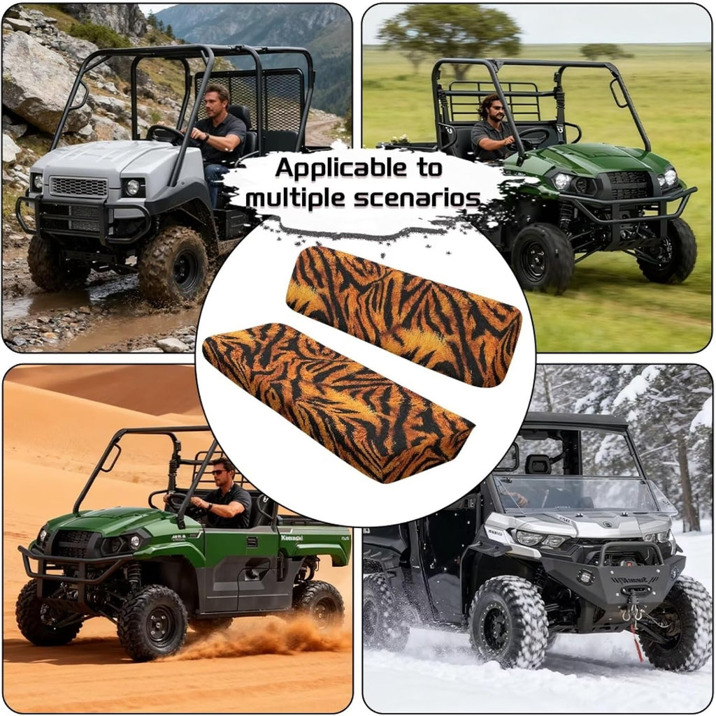 Tiger Printed UTV Front Bench Seat Cover Anti-Scratch 2Pcs Mule Bench Seat Covers All-Weather Protection Mule Accessory Parts, Orange
