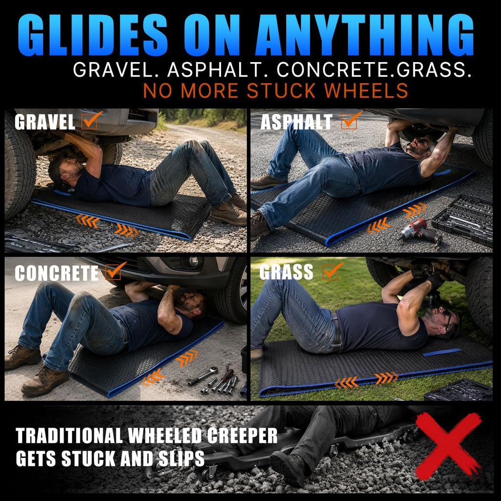 Magic Rolling Creeper Mat Portable Mechanics Mat | for Low Clearance, Slide Under Car Easily, Foldable Garage Padded Mat, Storage Bag Included, Men's Gift for Father
