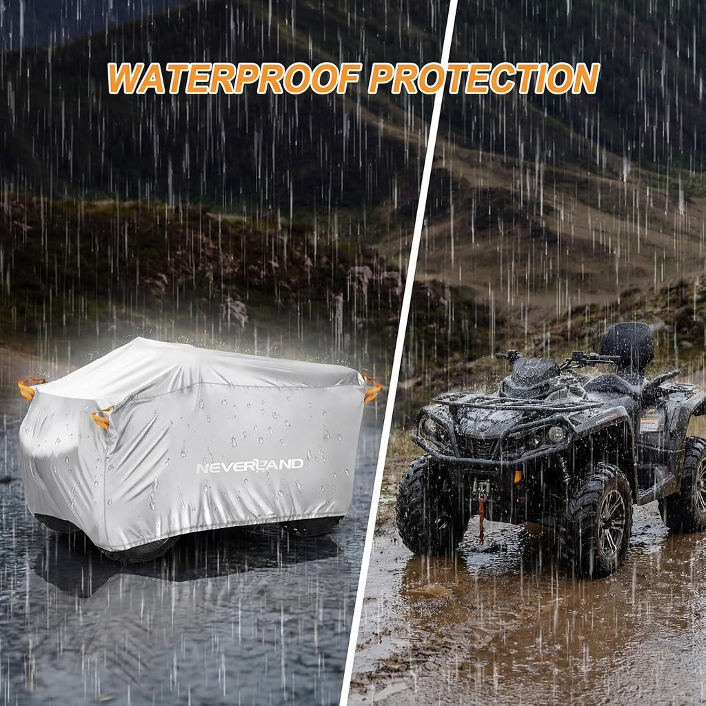 NEVERLAND ATV Cover Waterproof Heavy Duty 4 Wheeler Cover Quad Cover All Season Weather Proof Outdoor UV Protection for Polaris Yamaha Suzuki Honda (Gray XLarge)