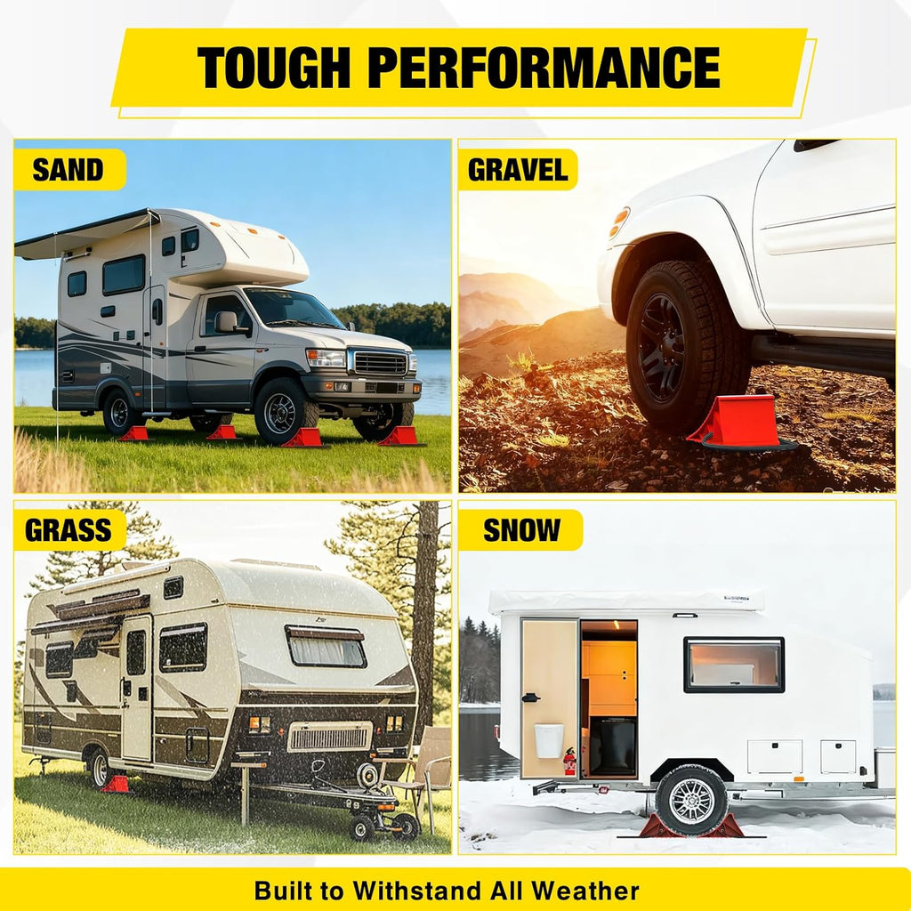 Nilight Wheel Chocks, Heavy Duty Wheel Stopper for Car, Truck, RV, Trailer, Caravan, Motorcycle, 8.7" x 4.8" x 4.2", 2-Pack(Red)