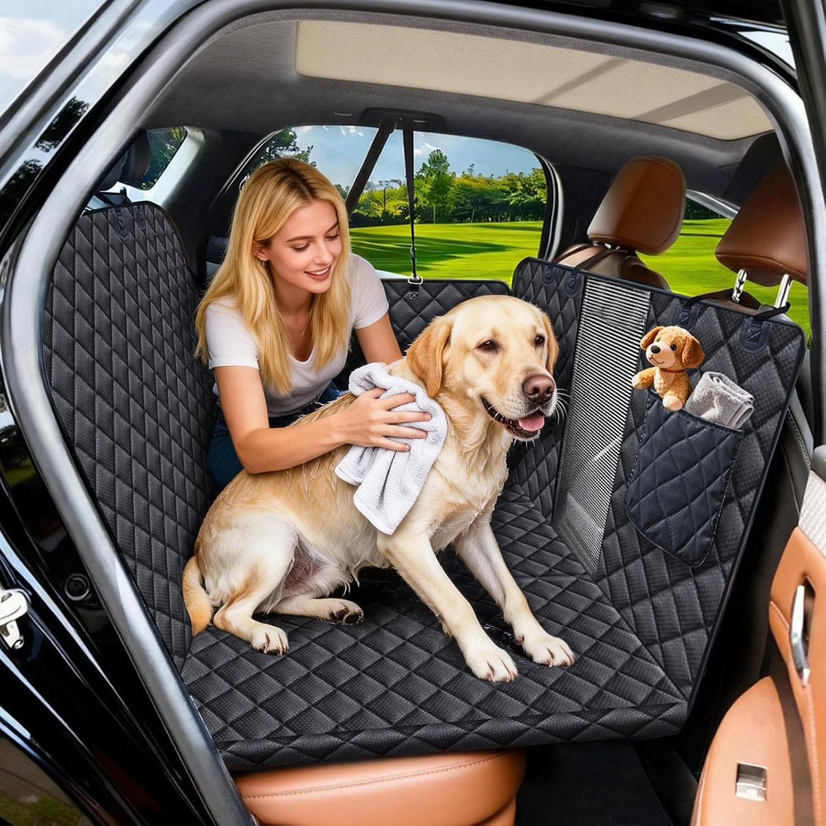 jstht dog car seat cover for pets back shown in use