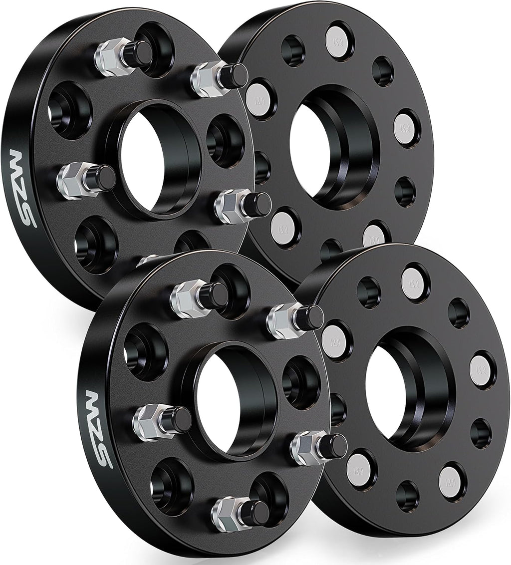 MZS 5x114.3 Wheel Spacers, 1inch 5x4.5" Compatible with Civic CRV Element CL ILX RSX TLX TSX MDX Hubcentric 64.1mm Bore with 12x1.5mm Studs- 5 Lug Tires Black (4pcs)