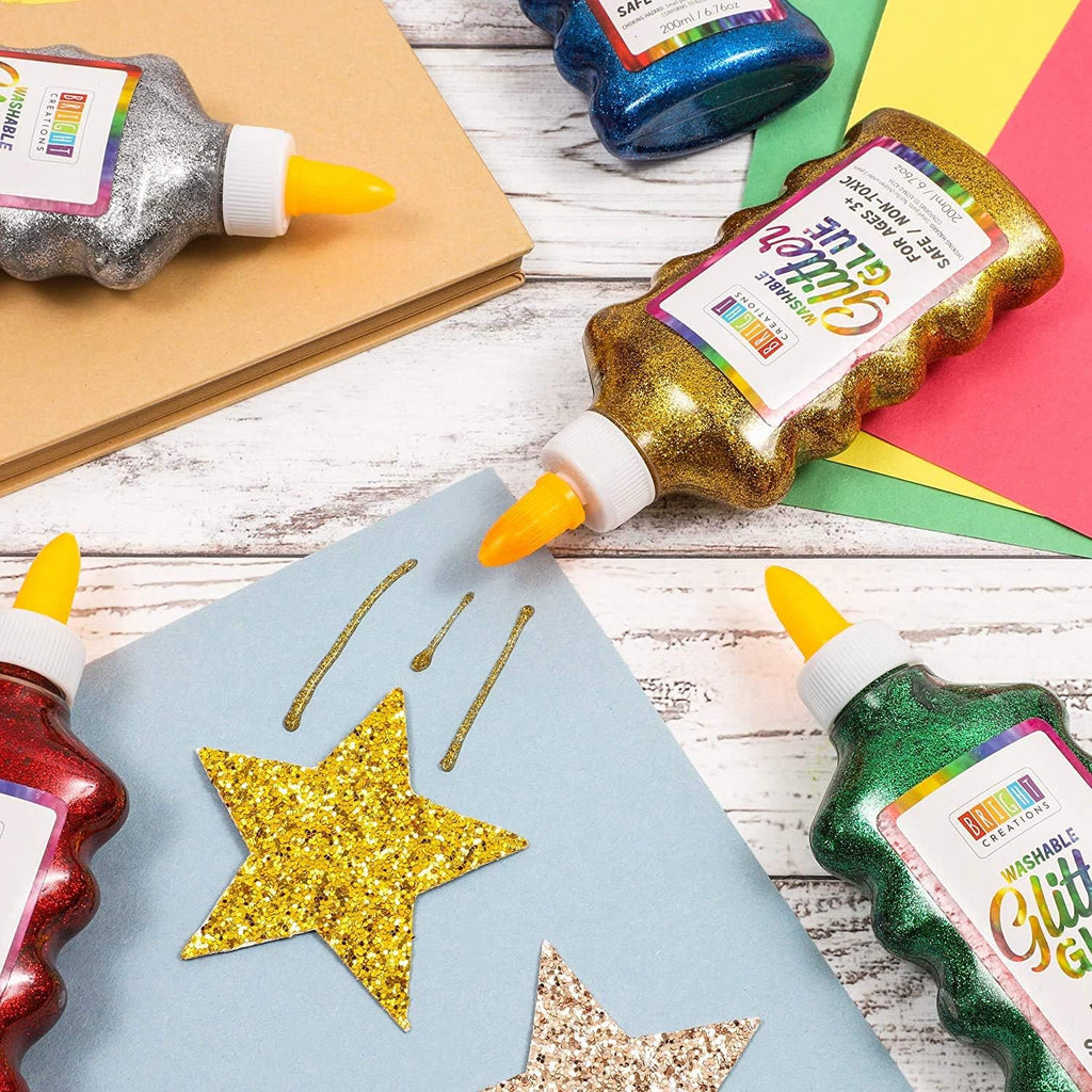 bright creations glitter glue variety pack (8 colors, close-up detail