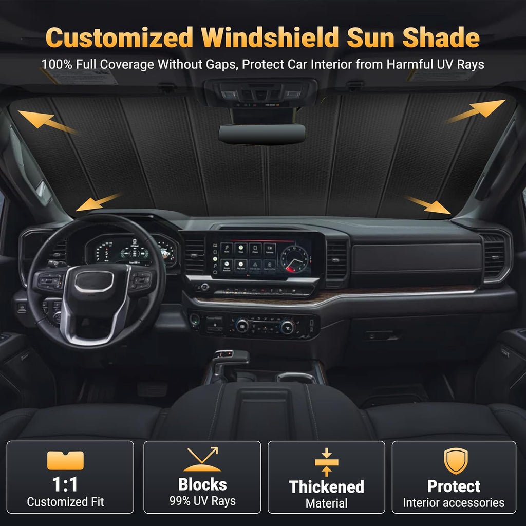 EcoNour Accordion Foldable Windshield Sun Shade Fit for Toyota RAV4 2019-2024 2025 2026 Sunshade, Front Car Window Shades Sun Visor, Blocks UV Rays & Heat, Car Accessories