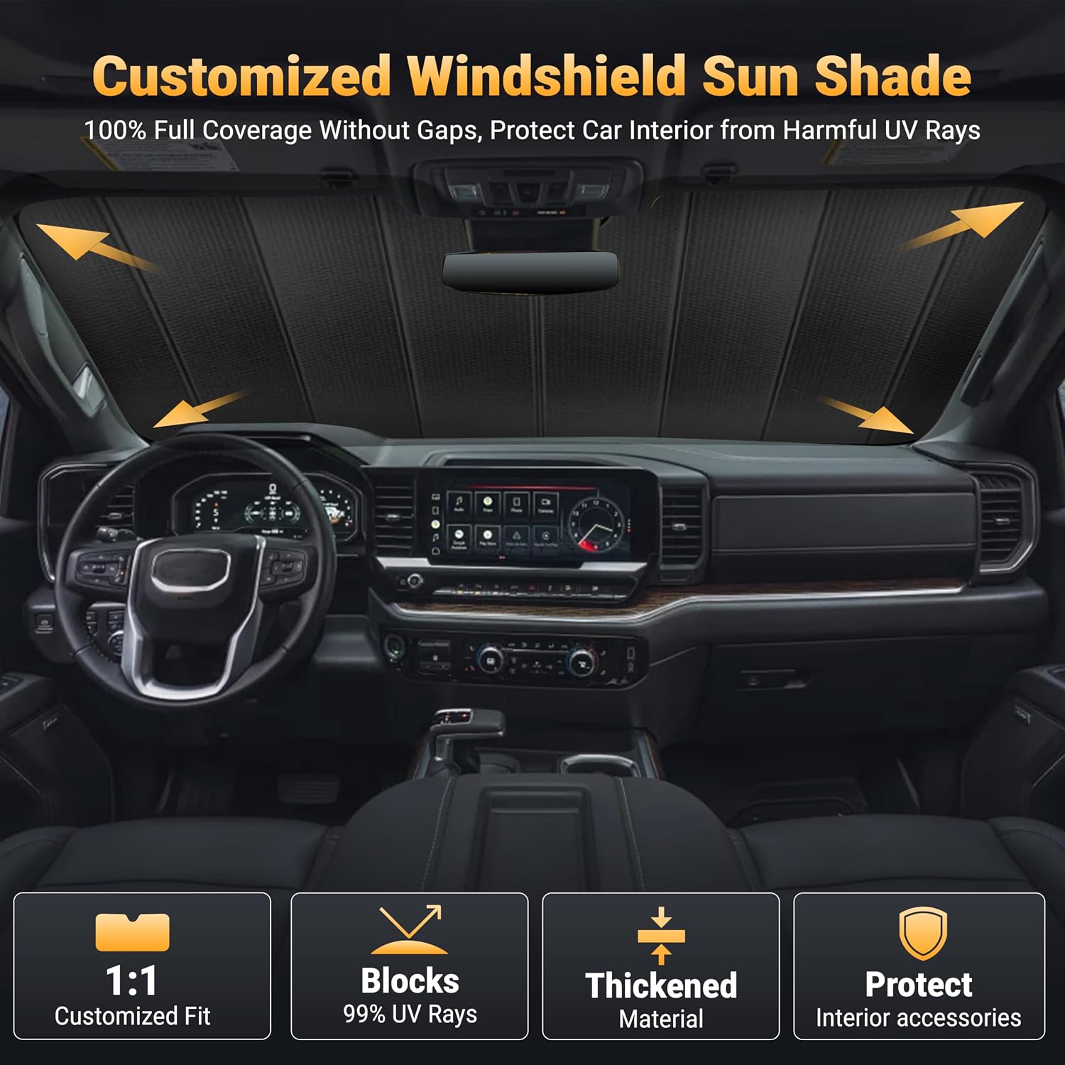 EcoNour Accordion Foldable Windshield Sun Shade Fit for Toyota RAV4 2019-2024 2025 2026 Sunshade, Front Car Window Shades Sun Visor, Blocks UV Rays & Heat, Car Accessories