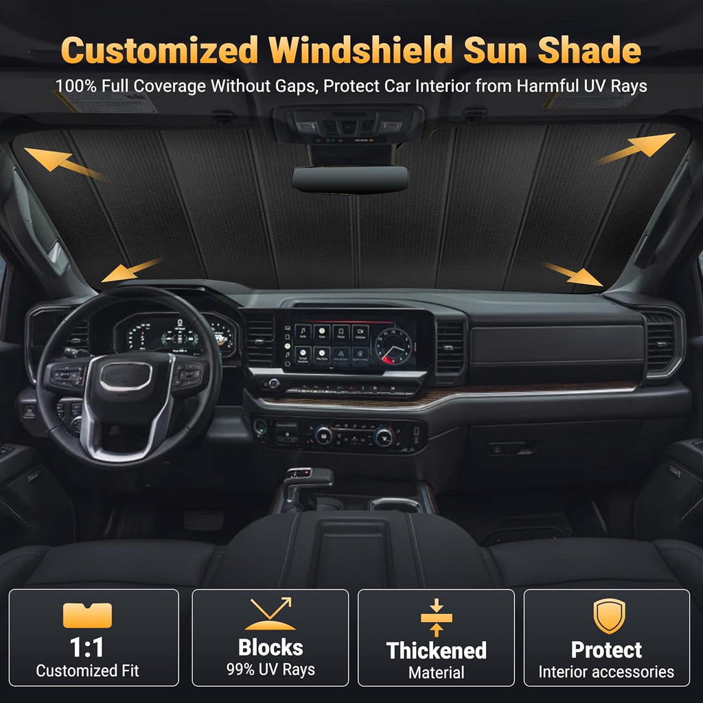 EcoNour Accordion Foldable Windshield Sun Shade Fit for Toyota Sienna 2021-2024 2025 2026 Sunshade, Front Car Window Shades Sun Visor, Blocks UV Rays & Heat, Car Accessories