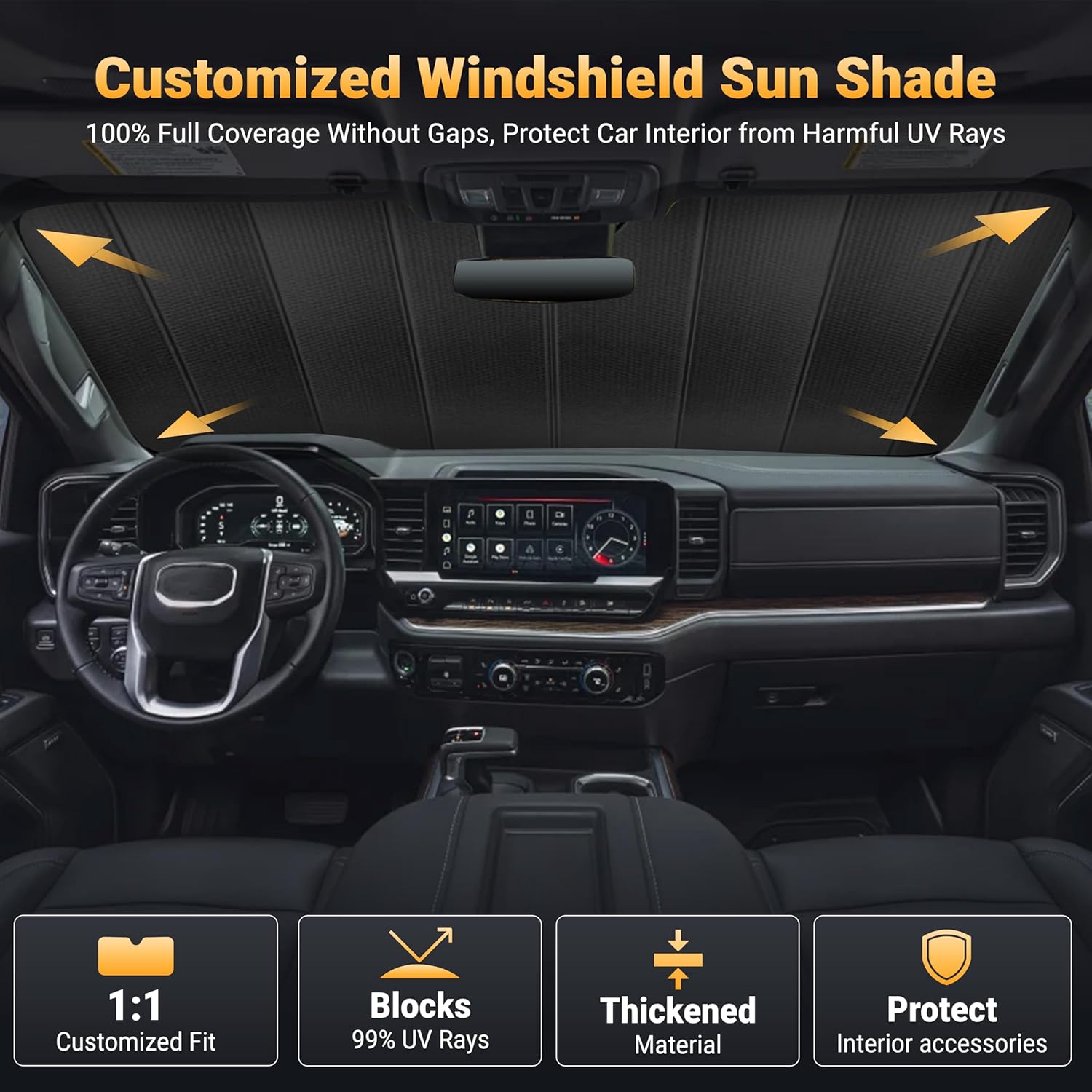 EcoNour Accordion Foldable Windshield Sun Shade Fit for Toyota Sienna 2021-2024 2025 2026 Sunshade, Front Car Window Shades Sun Visor, Blocks UV Rays & Heat, Car Accessories