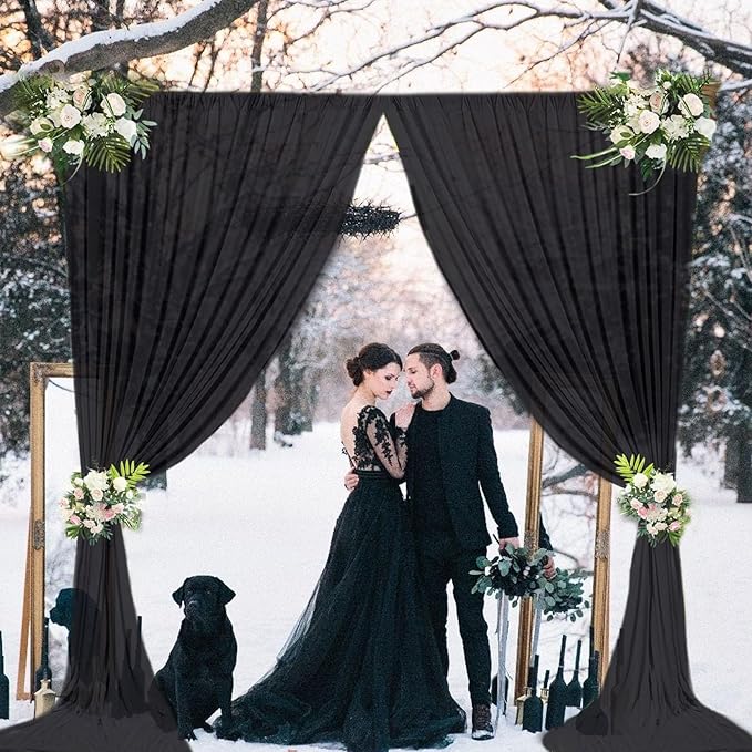 10 x 10 Feet Black Backdrop Curtain for Partie, Background Curtains for Photo...