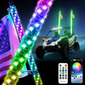 1PCS 3FT LED Whip Lights, Remote & App Control 600 Colors w/Waterproof Spiral Chase Illuminated Antenna Whip for UTV ATV, Polaris RZR, Offroad Vehicles, Trucks, Beach Dune Quad Wheeler Accessories
