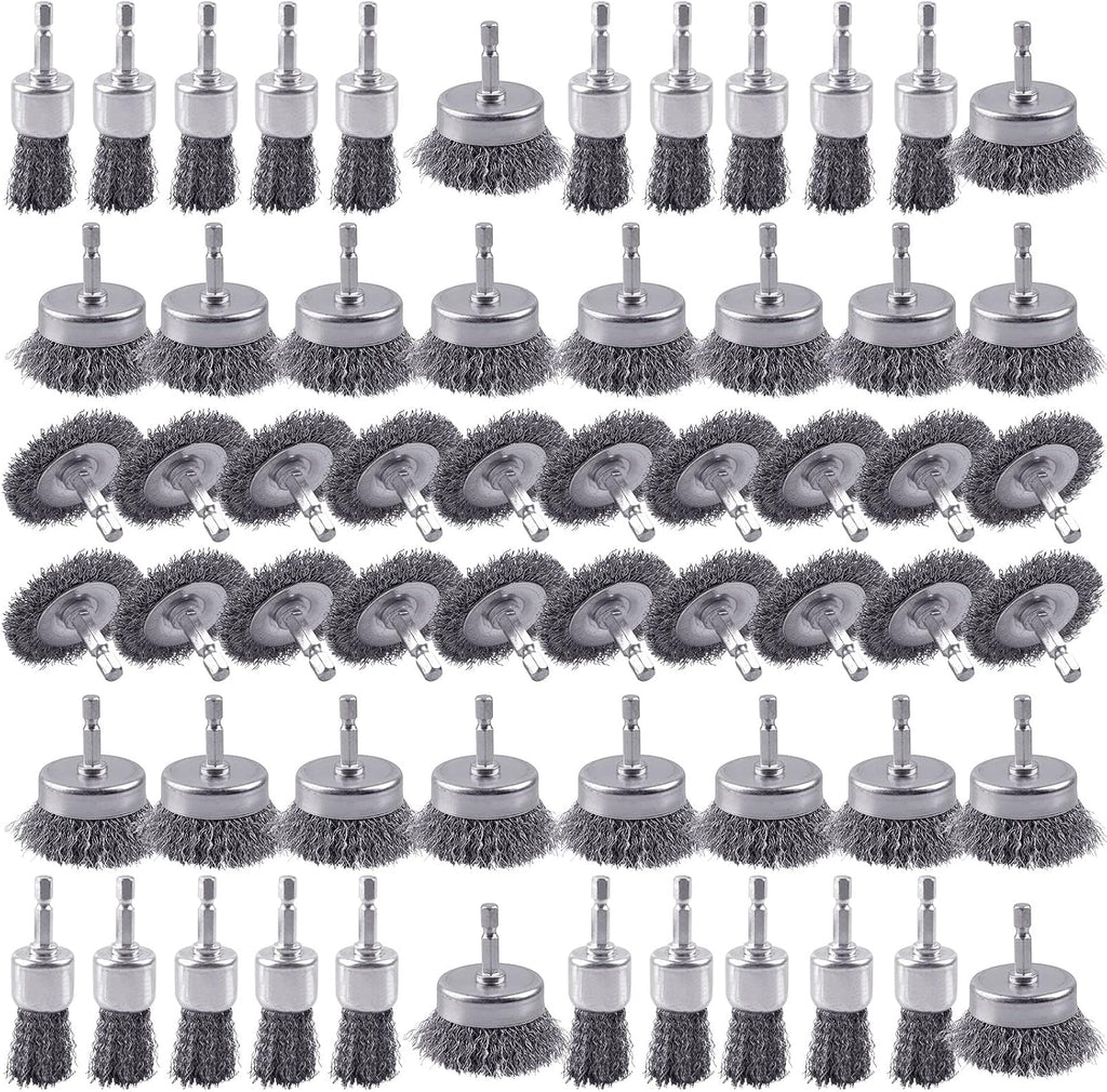 60 Pack Rocaris Carbon Steel Wire Wheel Brush Set