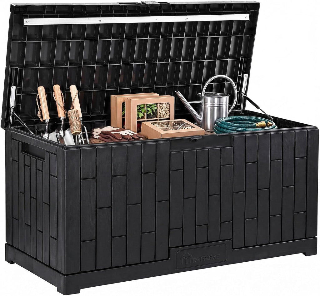 yitahome large deck box 120 gallon resin outdoor, main product view
