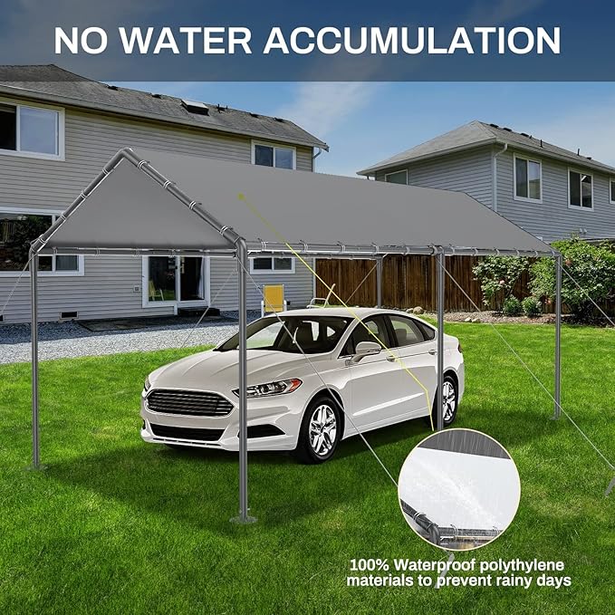 Carport 10x20ft Heavy Duty Car Tent, Portable Garage, Car Shelter, All-Season - Image 2