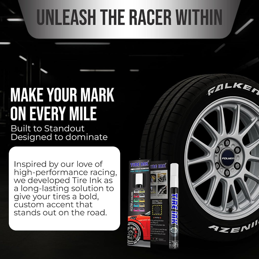 White Tire Paint Pen - Waterproof Permanent Paint pens for Car Wheels Lettering | Car Wash Safe and Durable | Made in Japan (Pack of 1)