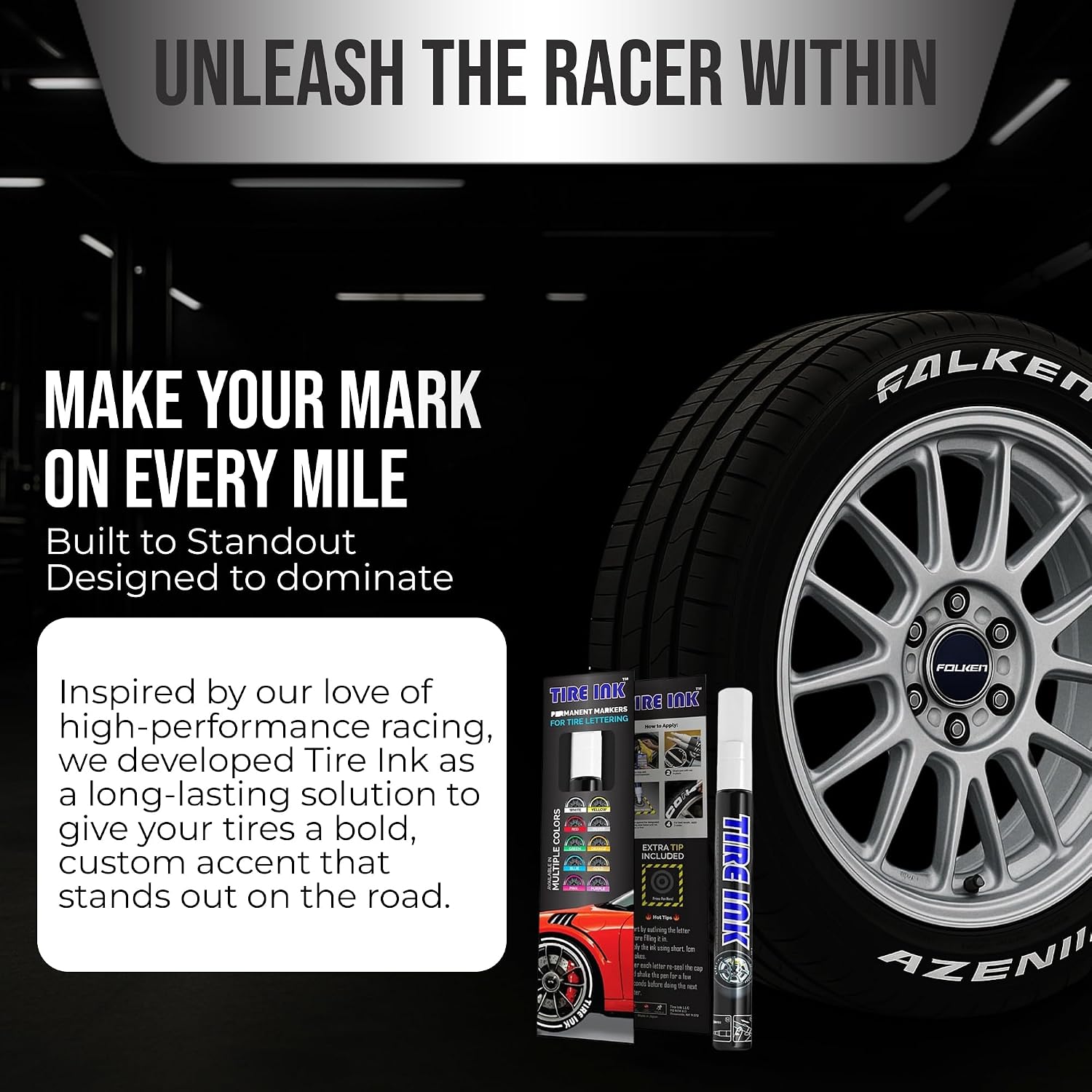 White Tire Paint Pen - Waterproof Permanent Paint pens for Car Wheels Lettering | Car Wash Safe and Durable | Made in Japan (Pack of 1)