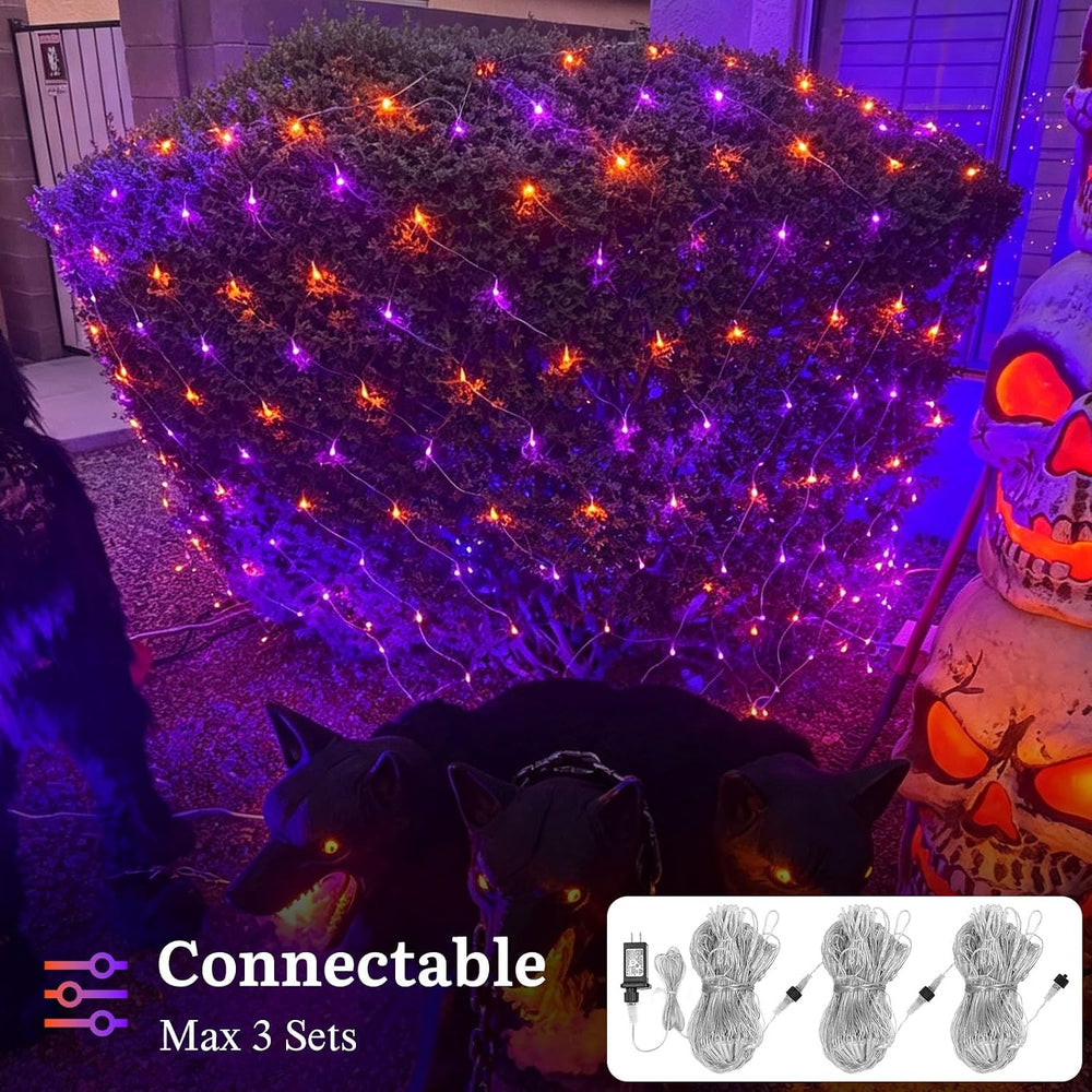 Halloween Net Lights Outdoor Mesh Lights Orange and Purple 12*5ft