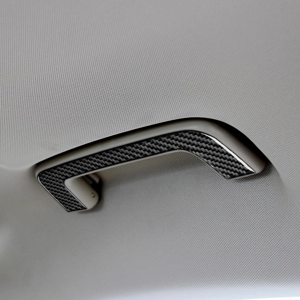 Black Real Carbon Fiber Car Roof Side Grab Handle Panel Trim Sticker Compatible with Ford Fusion S SE Titanium 2013-2021/Ford Mondeo 2014-2022 Auto Interior Accessories
