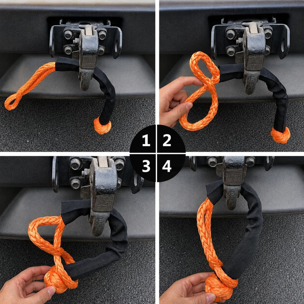 Ucreative 2Pcs Synthetic Soft Shackle 1/2 Inch x 22 Inch (56,000lbs Breaking Strength) with Extra Sleeves (Orange)