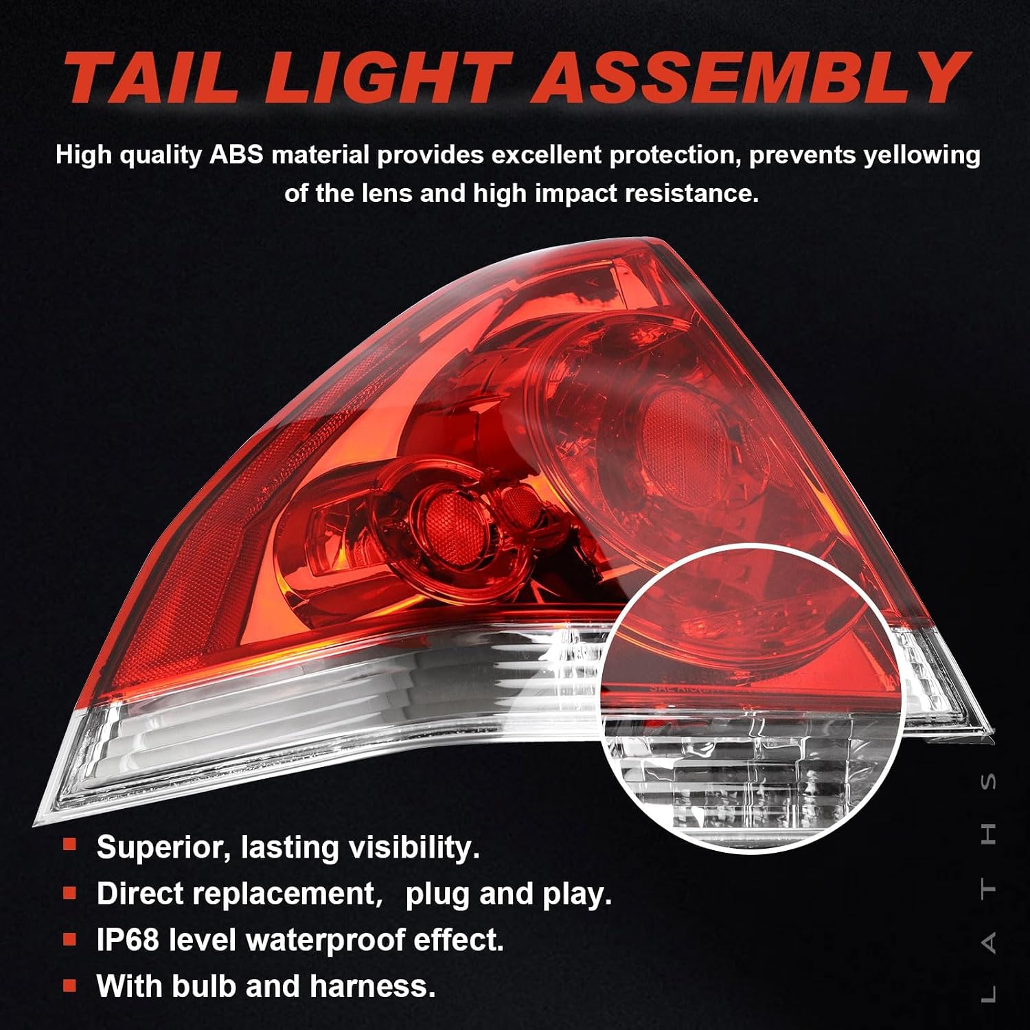 Tail Lights Compatible With 2006-2013 Chevrolet Impala 2014-2016 Chevrolet Impala Limited Rear Light Taillights Left Driver Side Replace 25971597 GM2800193(Red Lens Brake Lamp w/Bulb)