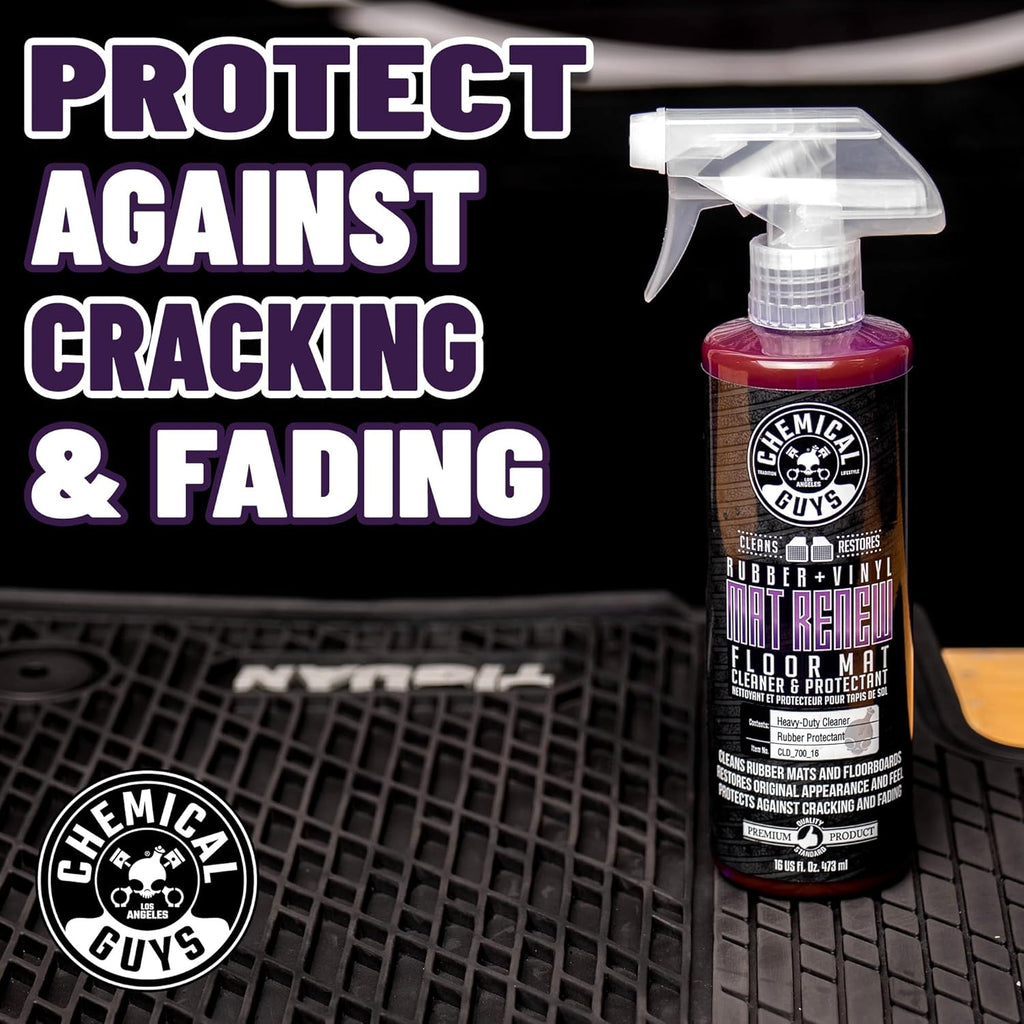 Chemical Guys Mat Renew Rubber + Vinyl Floor Mat Cleaner And Protectant Total Interior Cleaner and Protectant Bundle, Safe for Cars, Trucks, SUVs, Jeeps, Motorcycles, RVs & More, (2-16 fl oz)
