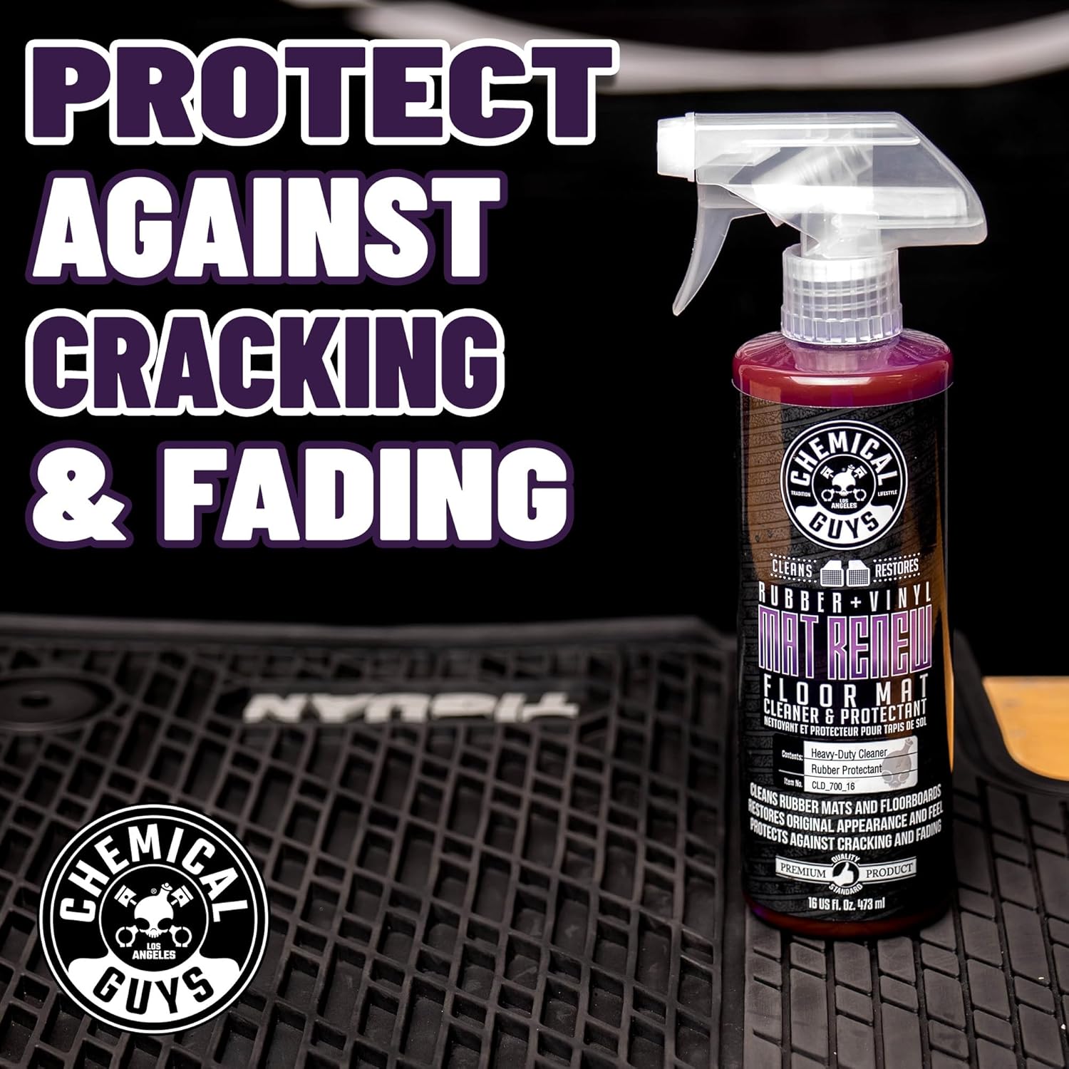 Chemical Guys Mat Renew Rubber + Vinyl Floor Mat Cleaner And Protectant Total Interior Cleaner and Protectant Bundle, Safe for Cars, Trucks, SUVs, Jeeps, Motorcycles, RVs & More, (2-16 fl oz)