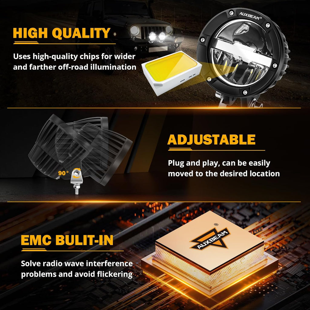 auxbeam 4'' 100w offroad light, c4 series driving, package contents
