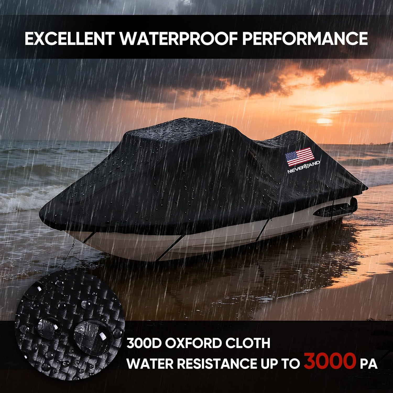 Jet Ski Cover - Jetski Covers Compatible with Yamaha Seadoo, Jet Ski Covers 2 3 Seater UV Resistant Heavy Duty Cover with 2 Air Vents Suitable for Jetski Lengths 115'' to 120"