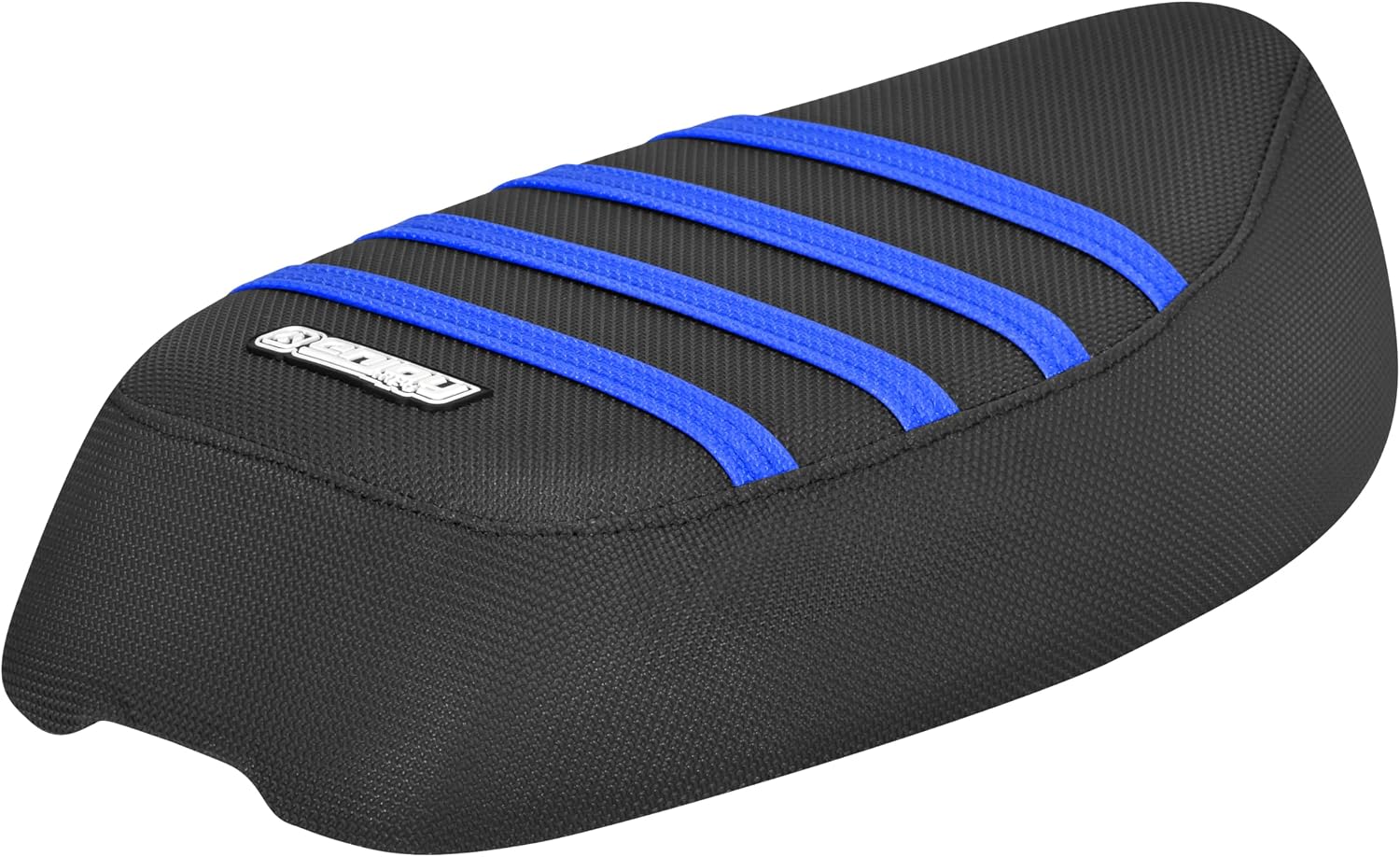 Enjoy Mfg Seat Cover - Compatible with Suzuki FA50 (1980-1991) _#607 (All Black with TM Blue Ribs)