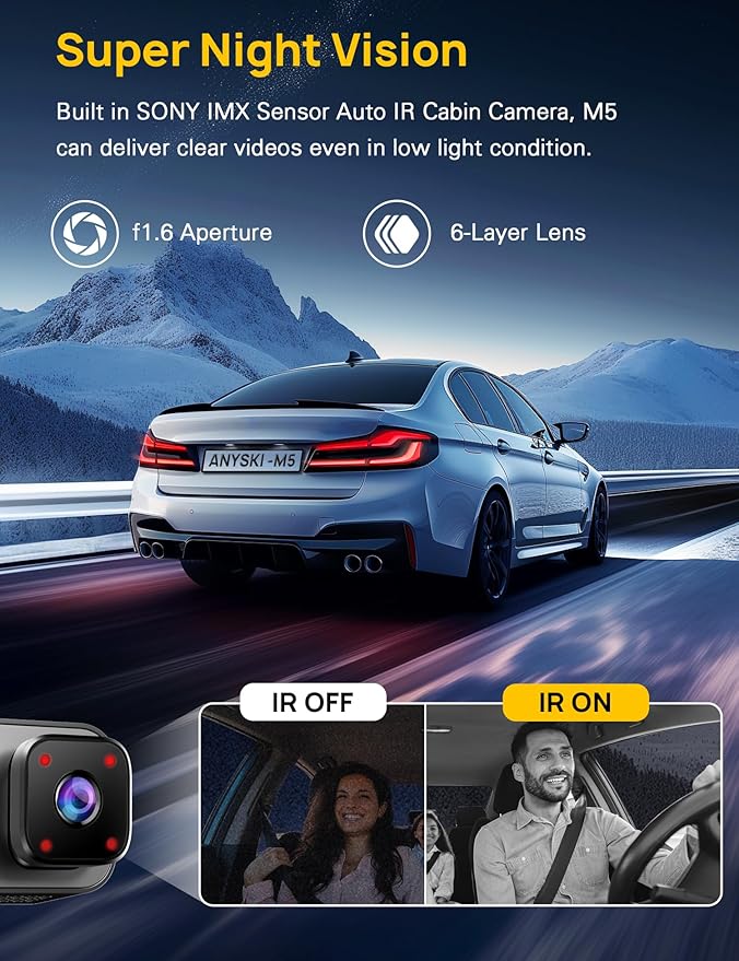3 Channel 4K Dash Cam Front and Rear Inside, Built-in 5G WiFi, 4K+1080P+1080P - Image 7