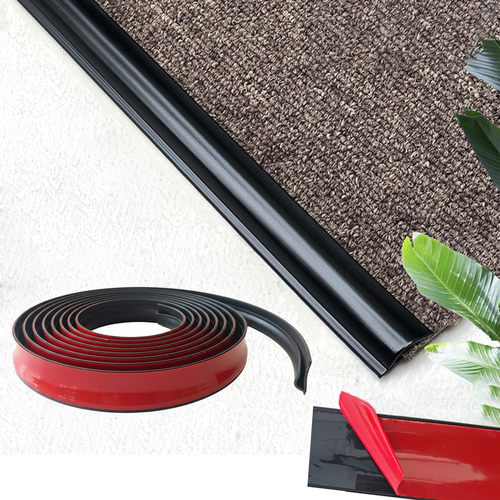 20Ft Flexible Carpet Edge Trim, Flexible Rug Edge Protector for Doorway, Peel & Stick Floor Transition Strip，Self-Adhesive Waterproof Cuttable Safety Edging for Thick Rugs &Mats（Black）