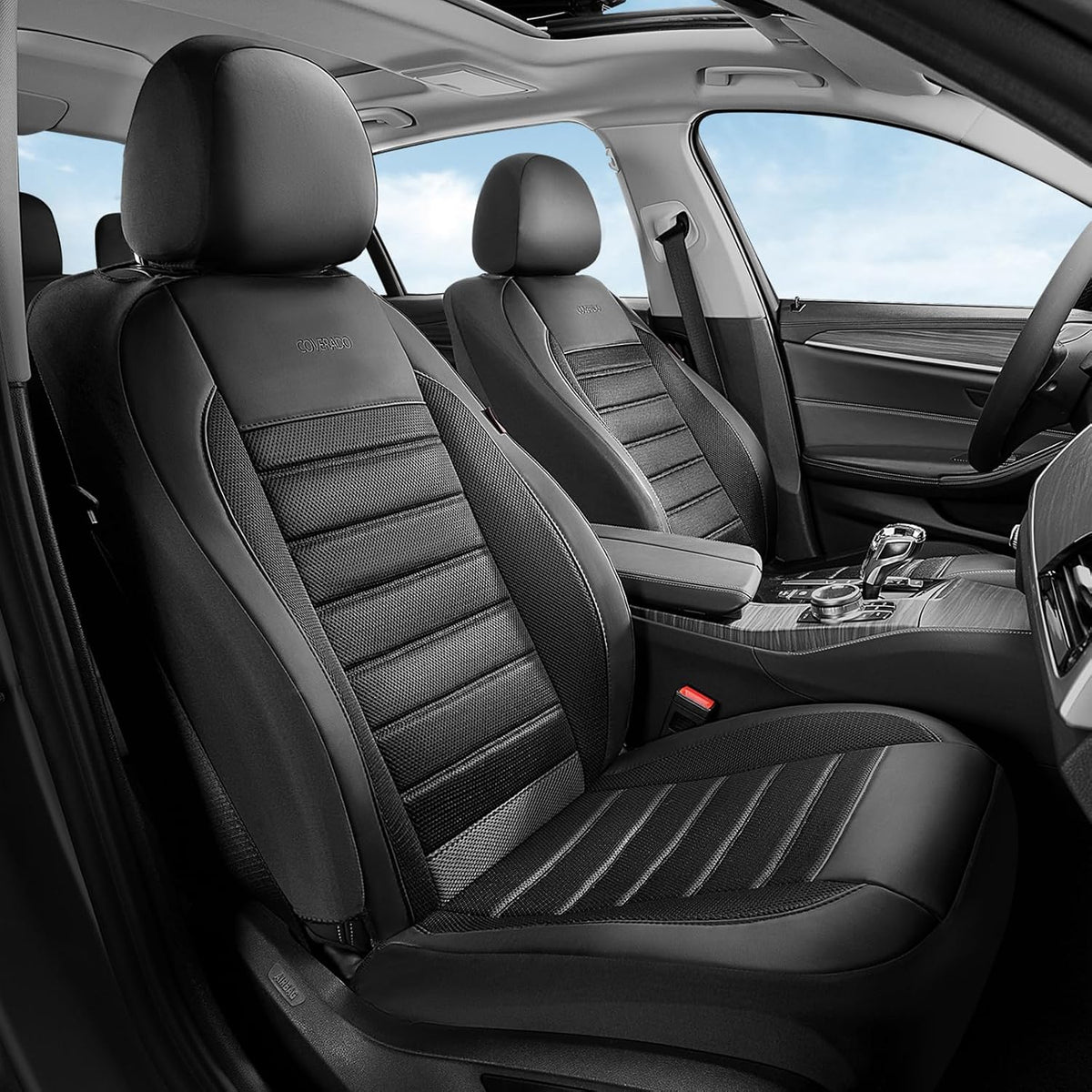 car seat covers full set, memory foam leather shown in use