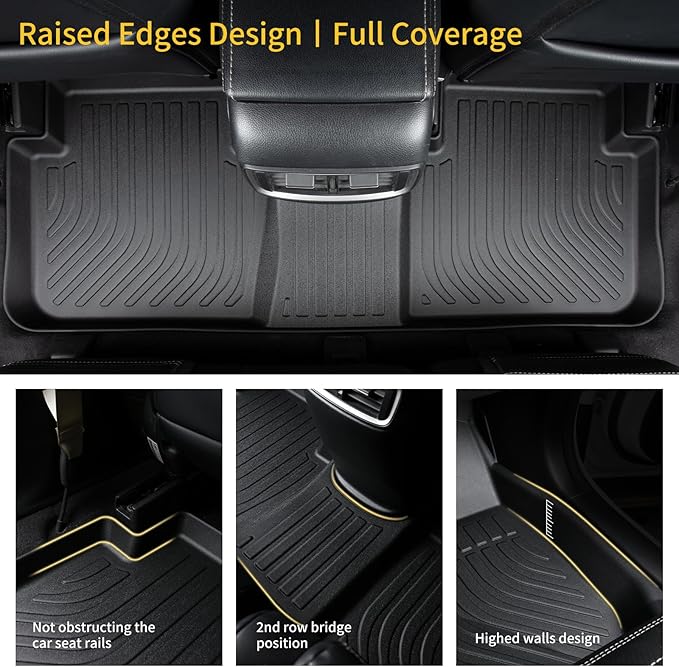 GINOWY- Floor Mats for Chevy Tahoe 2007-2014, for GMC Yukon, TPE All Weather - Image 4