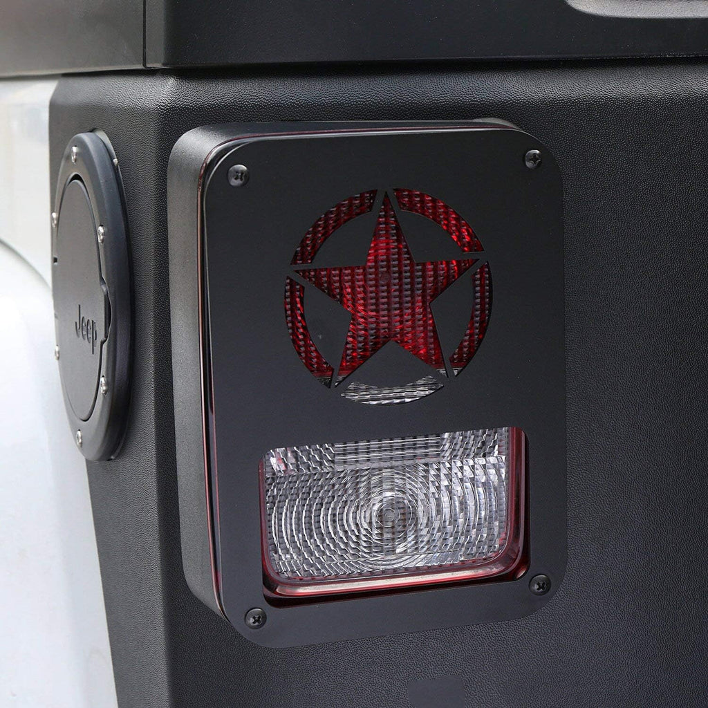 Hooke Road JK Wrangler Tail Light Guard, Five Star Taillight Cover for 2007-2018 Wrangler JK & Wrangler Unlimited - Pair