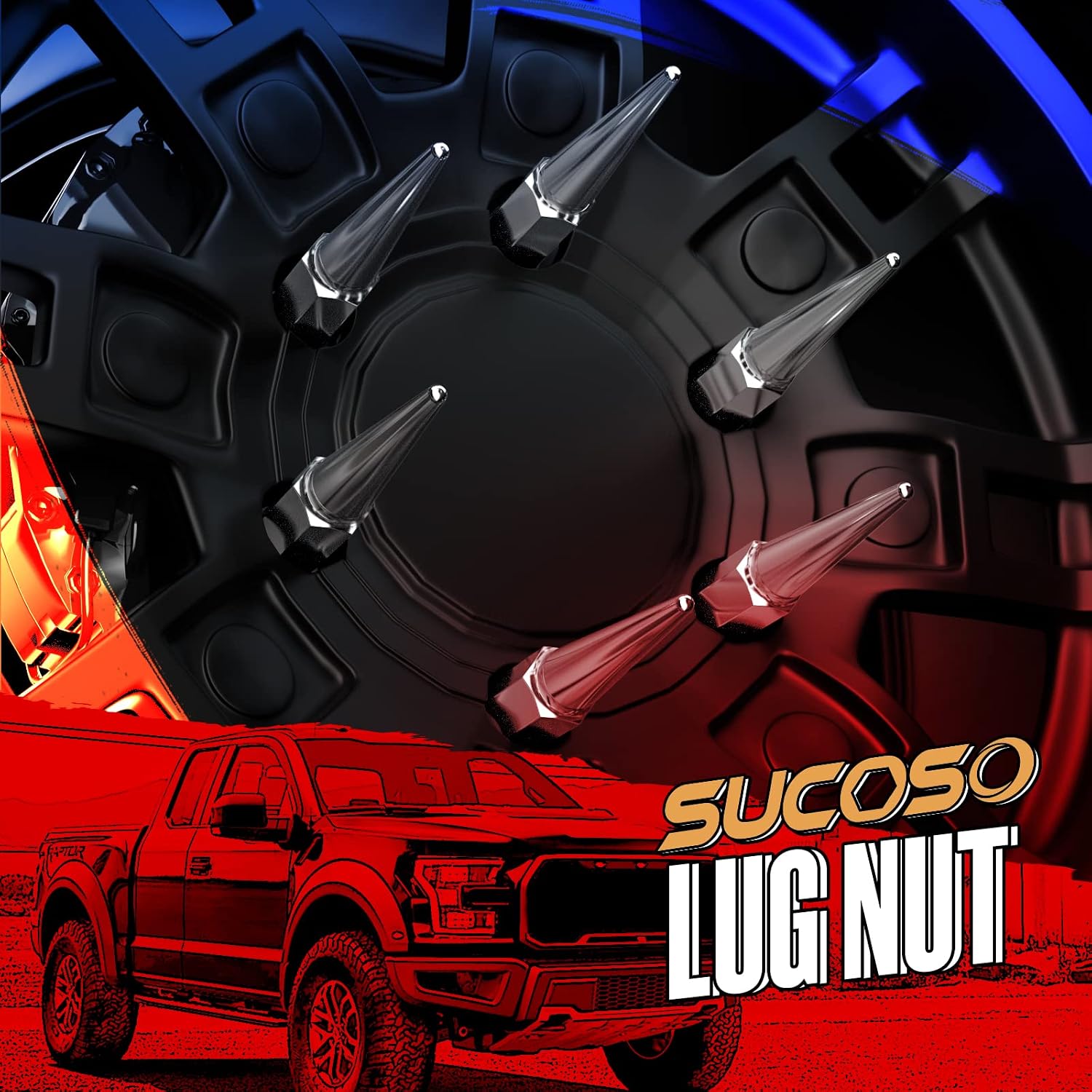 14x1.5 Spiked Lug Nuts 6x5.5 Chevy, Chrome Spike Lug Nuts Chevy Silverado 6 Lug Conical Bulge Seat with 1 Socket Key Fit Silverado Suburban GMC Sierra Yukon Dodge Ram 1500 Ford F150 Aftermarket Wheel