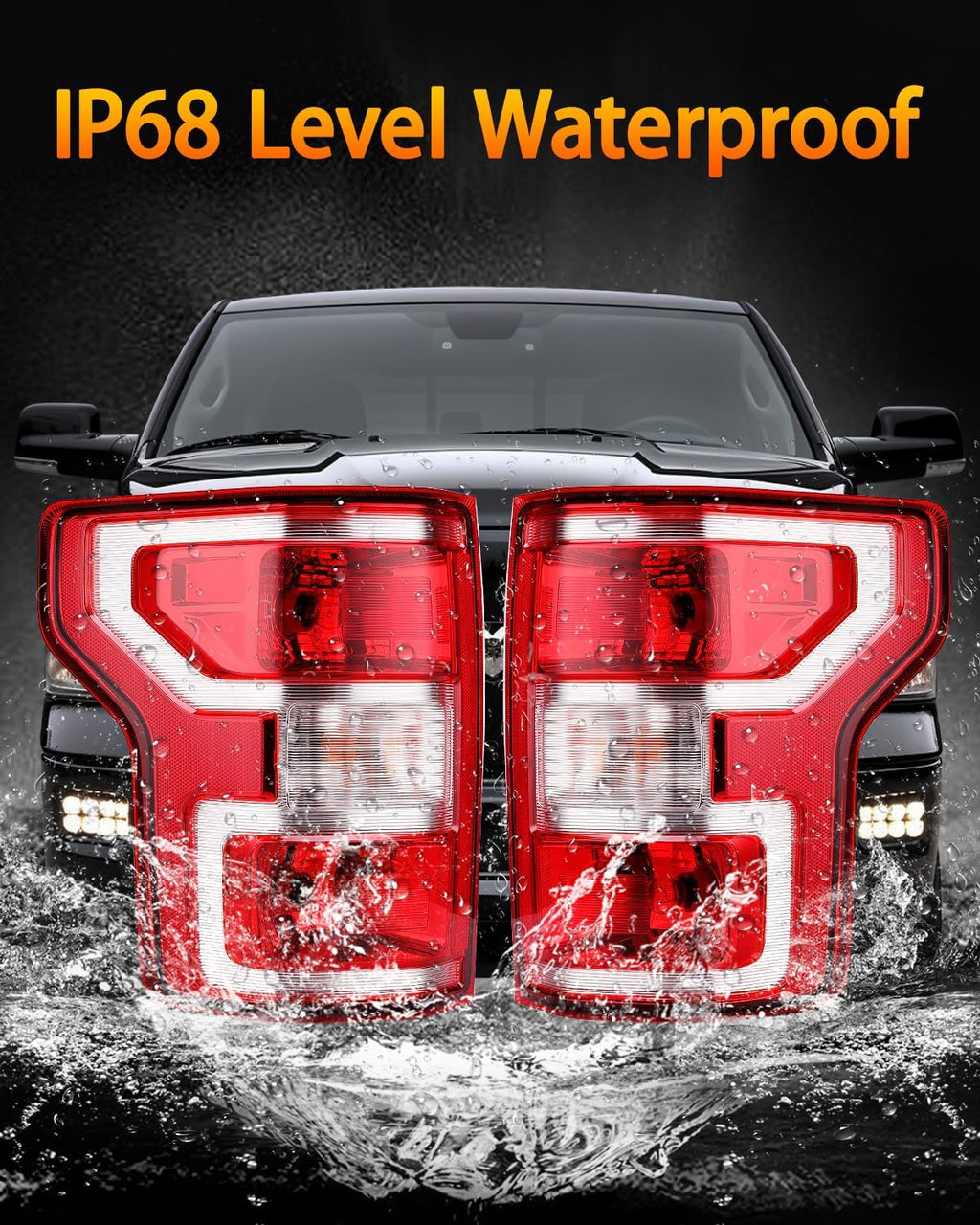 OKLPF Rear Brake Tail Light Compatible With 2018 2019 2020 Ford F150 F-150 Replace JL3Z-13404-H JL3Z-13405-H,Replace Red Taillight Assembly,Included Bulbs and Harness,Driver and Passenger Side