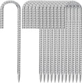 12 Inch Ground Stakes Heavy Duty J Hook 30-Pack Metal Spikes Galvanized Ground