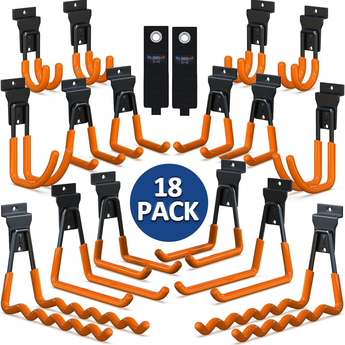 3-H Slatwall Accessories 18 Pack, Slatwall Hooks & Hangers Multi Sizes