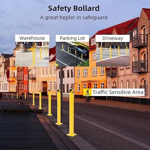 Safety Bollard 4 Packs, 42 Inch Height Steel Post, 4.5 Inch Diameter Parking - Image 4