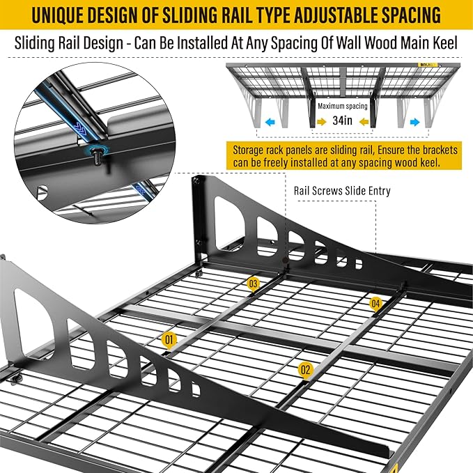 2x3ft Adjustable Rail Wall Garage Storage Shelf, Tool Room, Supermarket Wall - Image 5