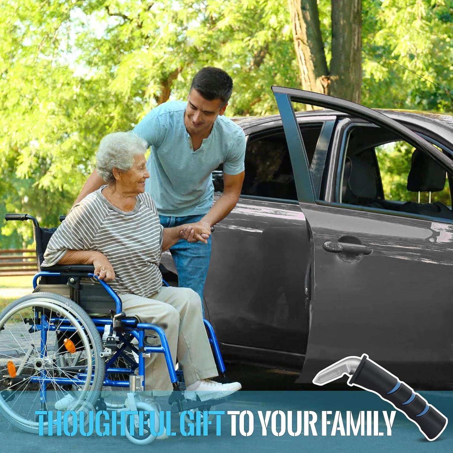 Car Door Handle for Elderly, Car Handle Assist with 400LB Capacity, Portable Support for High SUV, Truck, Van, Taxi, Non-Slip Ergonomic Grip for Anyone Needing Extra Stability