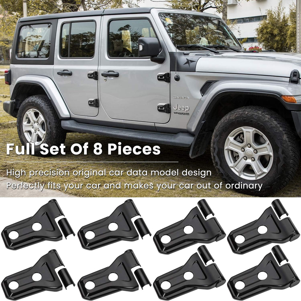 Door Hinge Cover Trim Exterior Accessories Decoration for 2018-2025 Jeep Wrangler JL JLU Sport Sahara Freedom Rubicon Unlimited & Gladiator JT 2-Door and 4-Door (Black 8PCS)