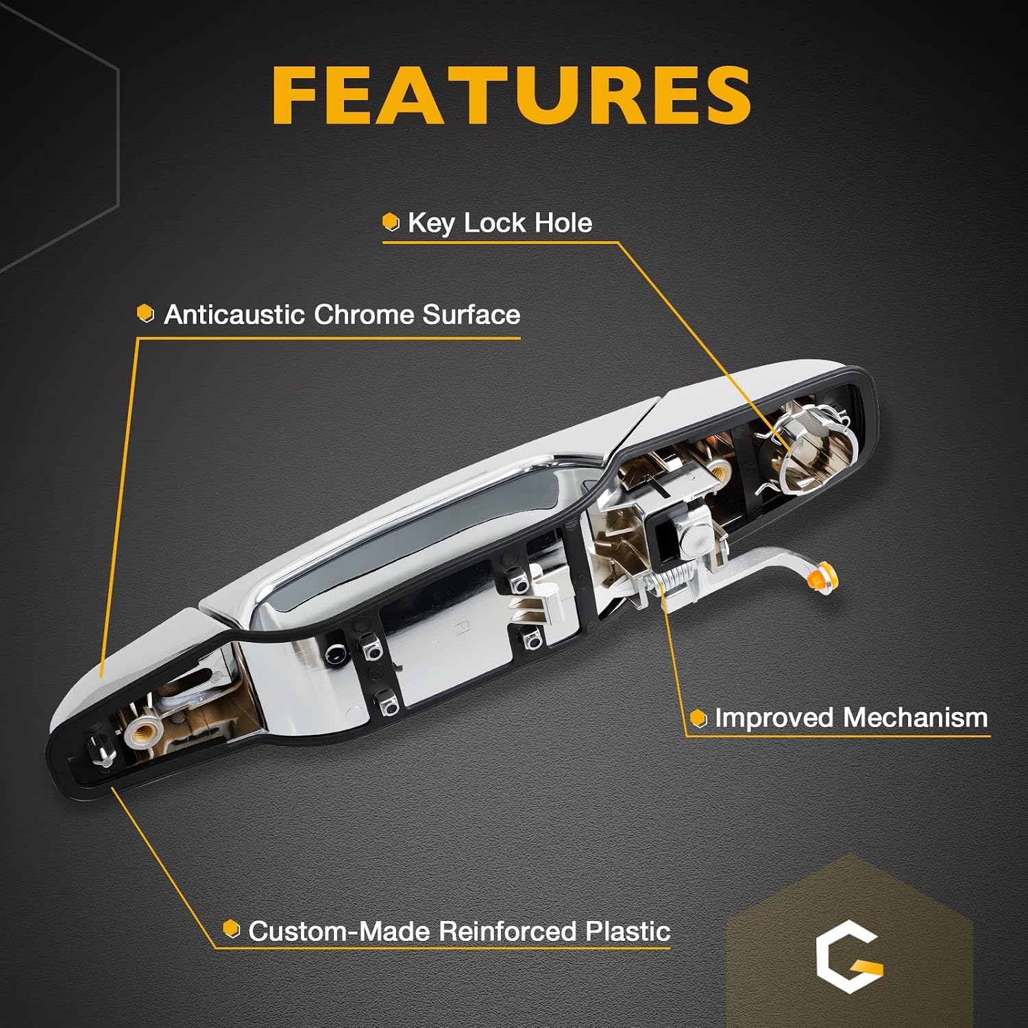 Exterior Chrome Door Handle Front Left Driver Side | Replacement for 2007-2013 Chevy Silverado Suburban Tahoe Avalanche GMC Sierra Yukon Cadillac Escalade | Replaces# 20828258, 22738721, 25960525