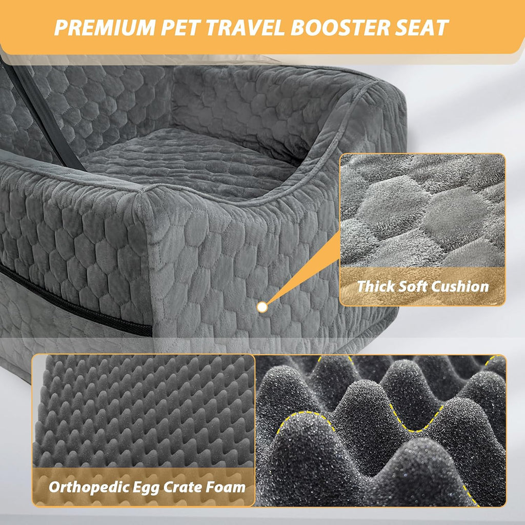 dog car seat for small/medium dogs, memory foam showing dimensions