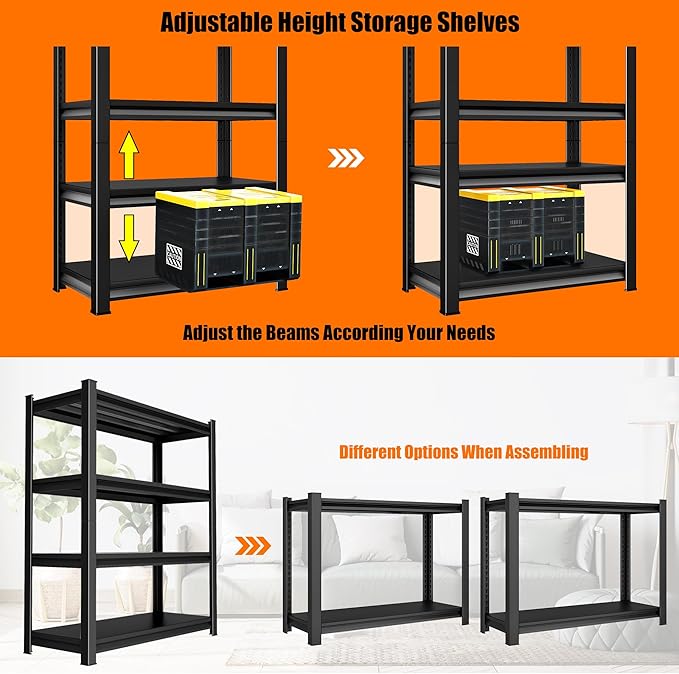 40in Wide Garage Shelving Heavy Duty，2000lbs Large Loads Adjustable Garage - Image 5