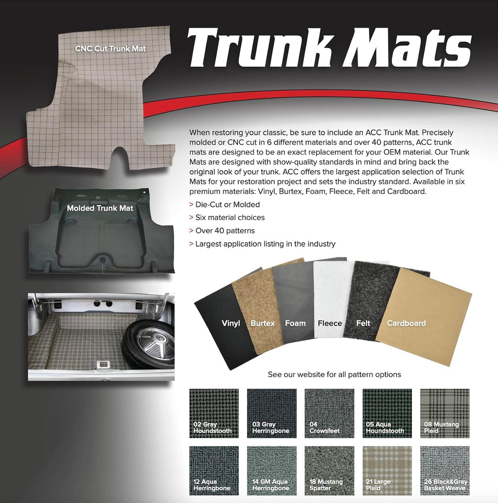 Die Cut Loop Complete Trunk Mat - fits 1964-1965 Chevrolet Chevelle in Carpet with Pad (Black)