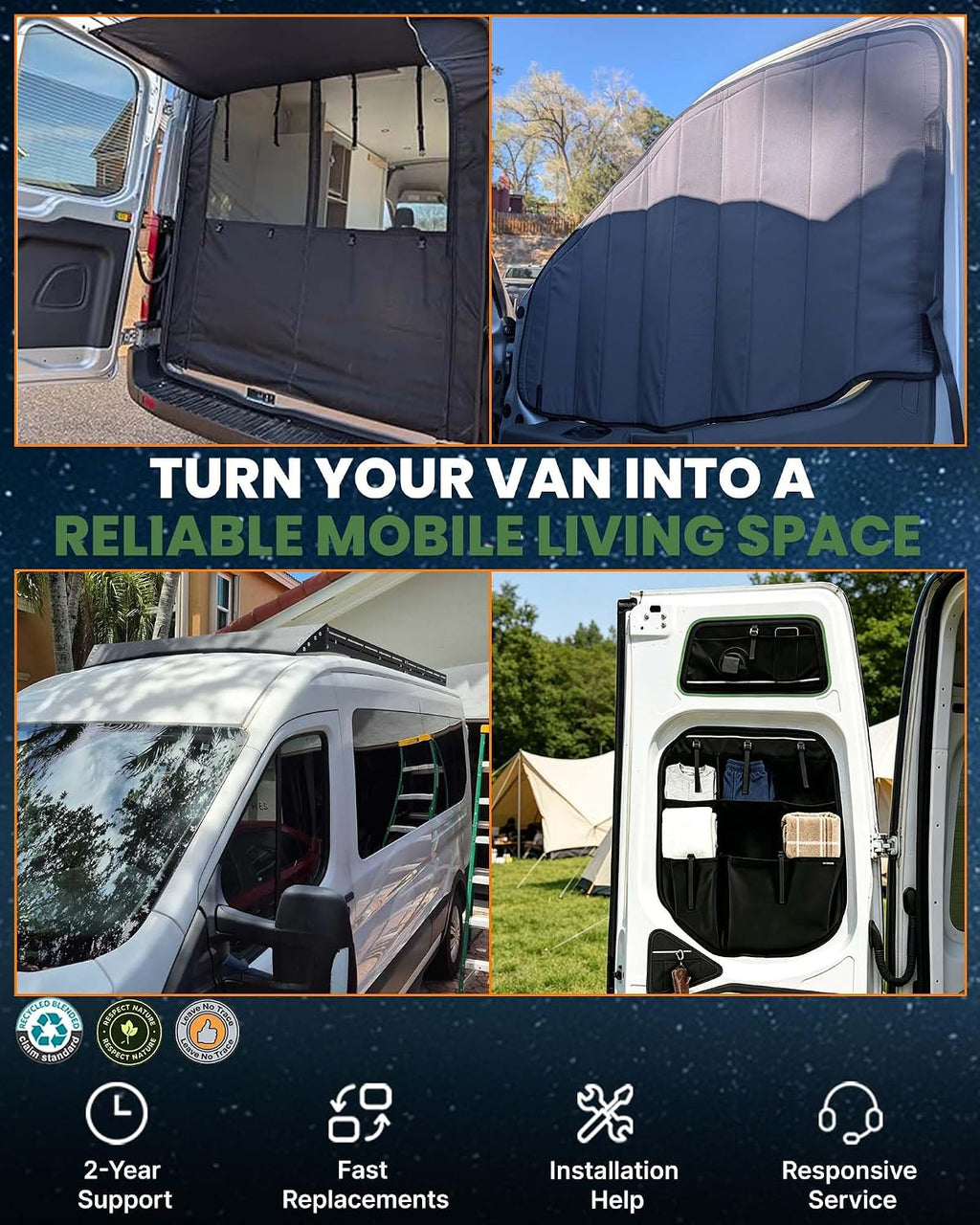 MELIPRON Insulated Blackout Window Cover Fit for Ford Transit 2015-2026, Front Windshield Sunshade, Blocks Light & UV, Keeps Cool in Summer & Warm in Winter, Perfect for Vanlife & Camping