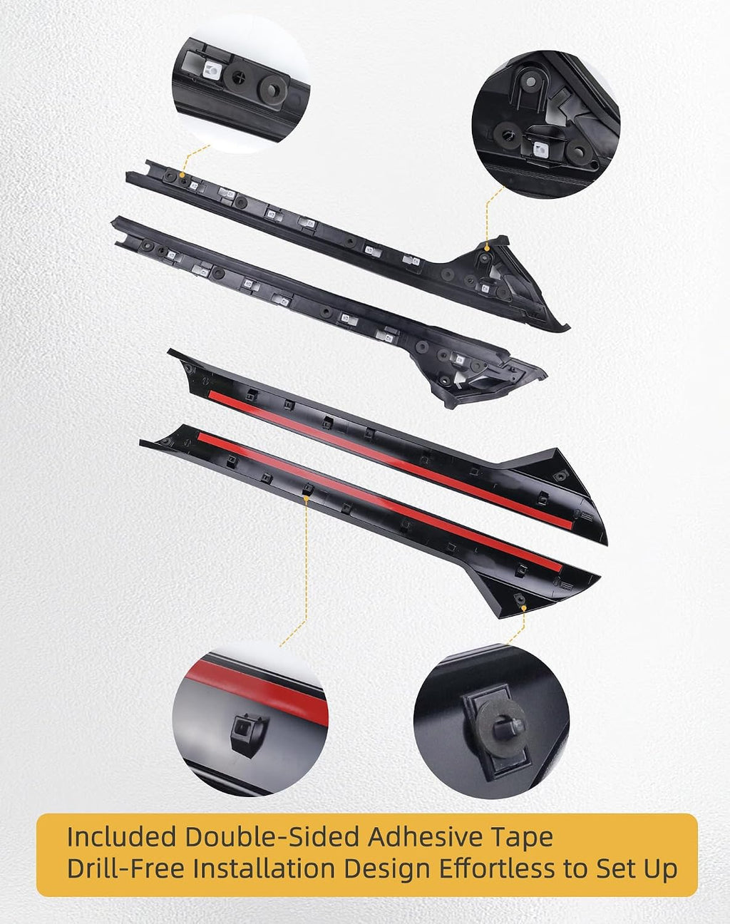 Flecto 2-Pack A-Pillar Molding Trim Outer & Inner Brackets Front Left & Right Pair Compatible with Ford Explorer 2011-2019, Replaces 926-450 926-451