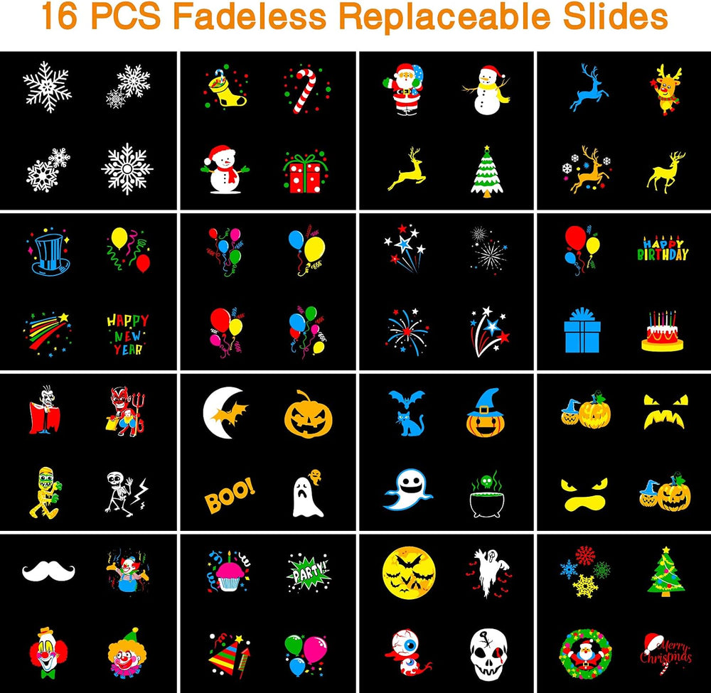 Halloween Projector Lights Outdoor, Year Round 10 Festival Theme 16 Slides Ho...