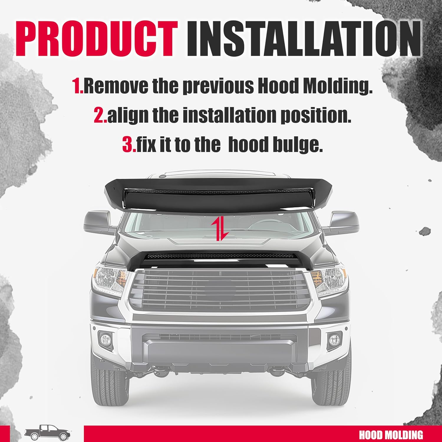 Kojem Hood Scoop Bulge Molding Compatible with 2014-2021 Toyota Tundra Platinum Style Color Code 202 Black Front Upper Grille