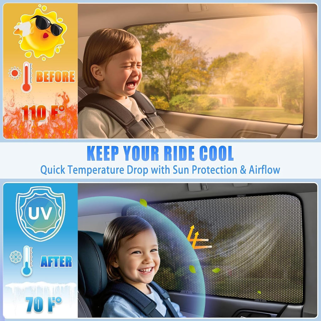 ZATOOTO Car Window Shades for Ford F-150 2015-2020, Car Window Covers for Baby Breathable Mesh Screen Blocking 99% of UV Rays and Glare, Privacy Protection for Camping and Napping