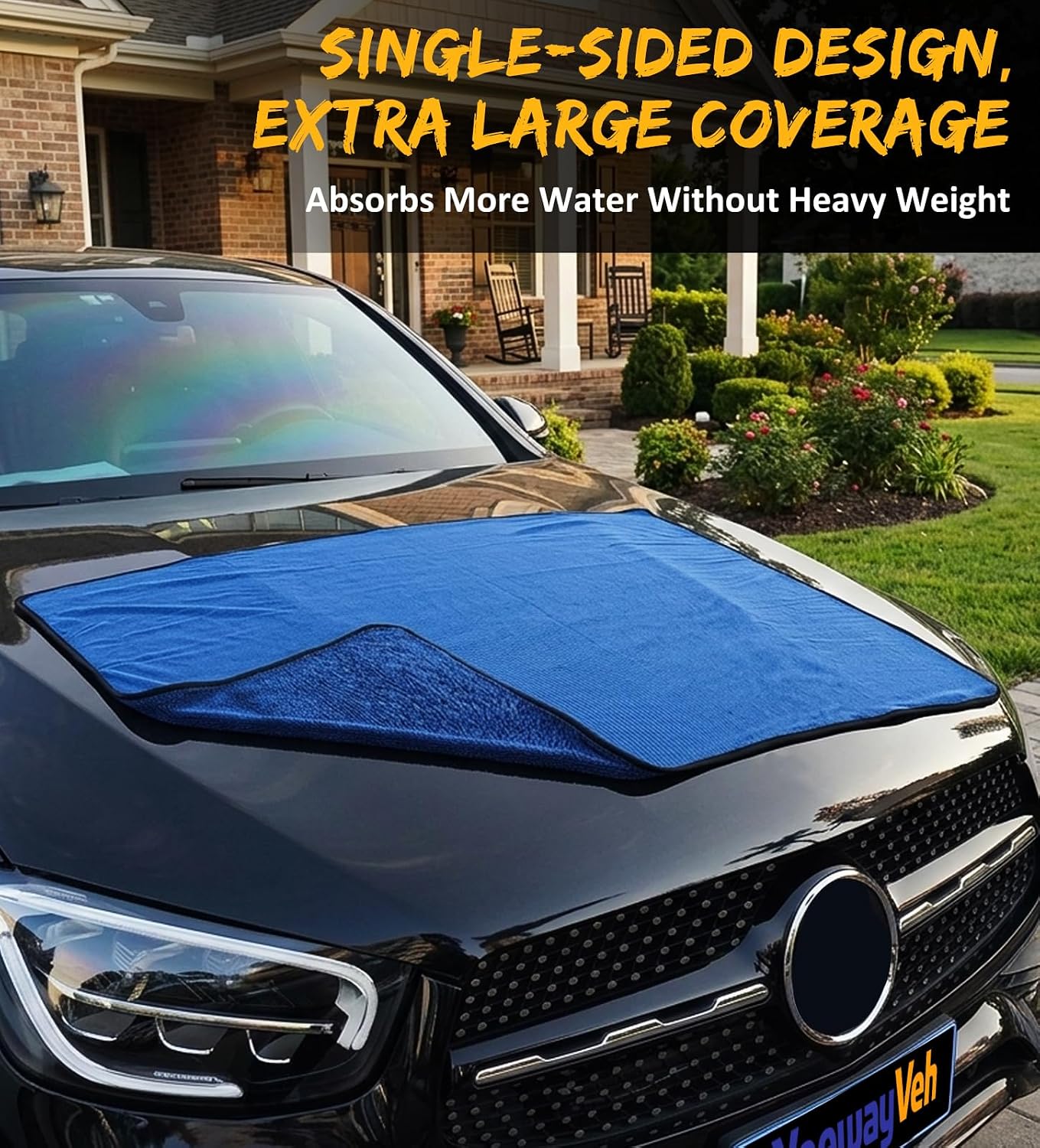 YeewayVeh 2-Pack Long-Reach Pro Car Drying Towels, 48"x32" Extra Large Super Absorbent Towels, High GSM Twisted Loop, Streak-Free Single-Sided Microfiber for Car Detailing, SUV, Truck (Dark Blue)